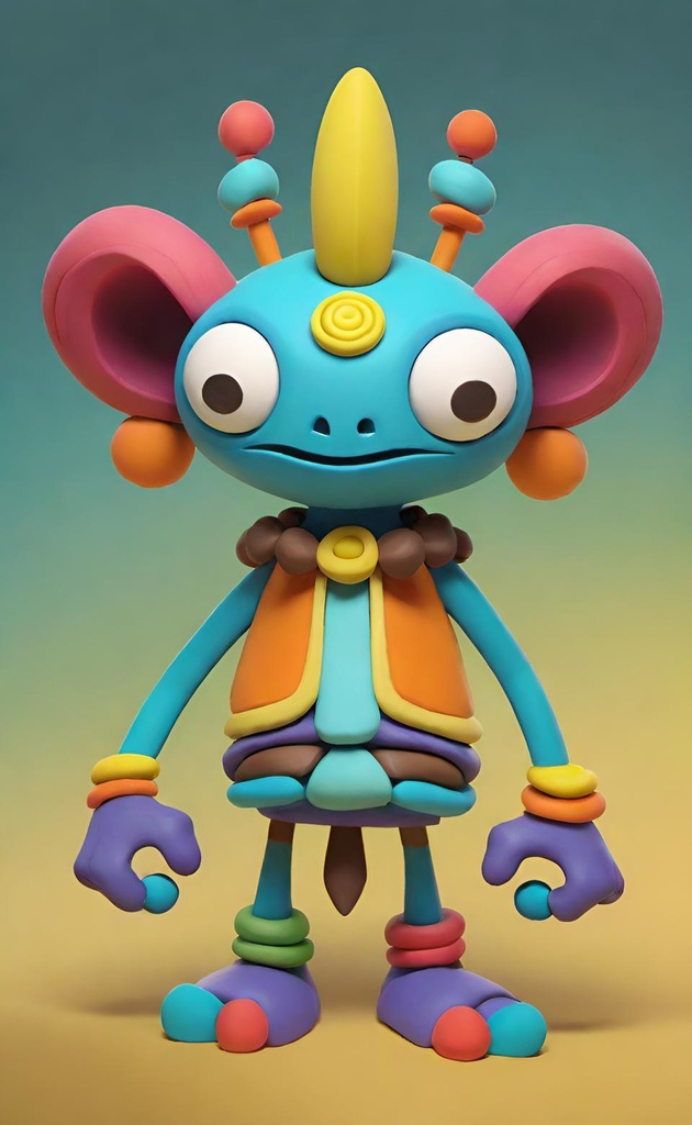 Whimsical Alien Clay Figure