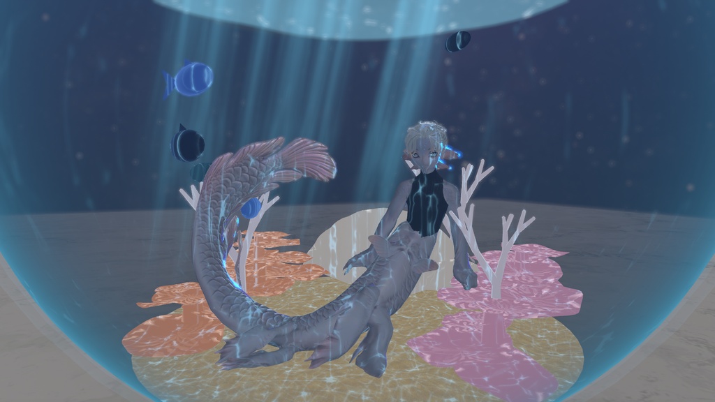 人魚の金魚鉢 Mermaid Fishbowl ｜ 水の揺れ・泡・光の筋・水色変更【MA対応】