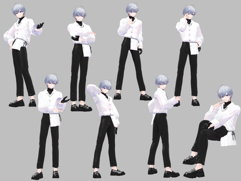 撮影向け!首を痛めた男のポーズアニメーション30種