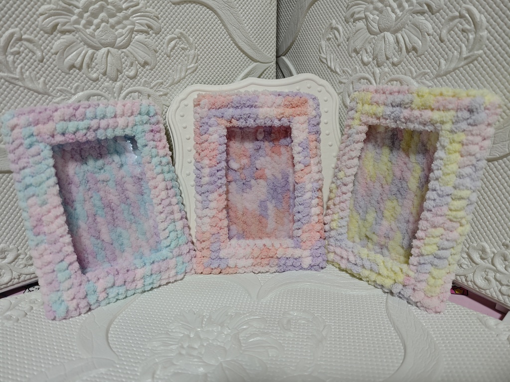 L判写真サイズ|ふわもこ毛糸フォトケース|推し活・キーホルダー対応