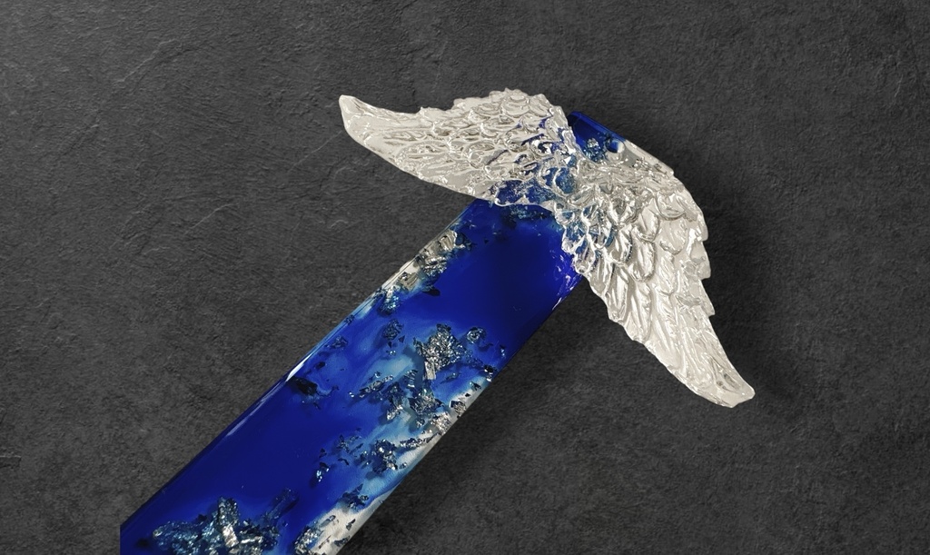 しおり銀と群青(大) 単行本用 タッセル付き レジン ハンドメイド