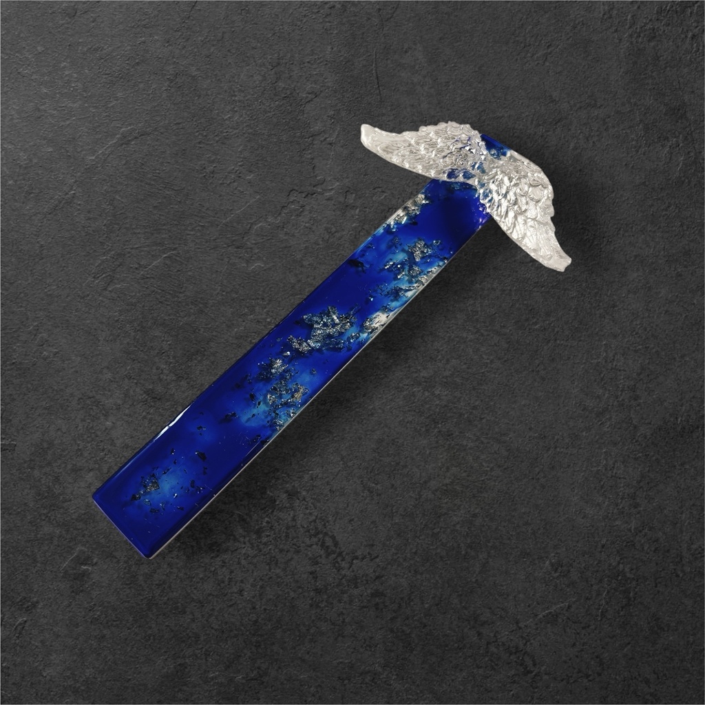 しおり銀と群青(大) 単行本用 タッセル付き レジン ハンドメイド