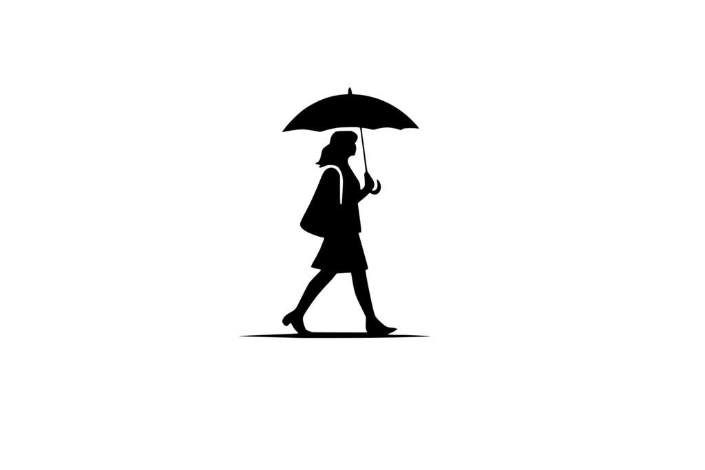 女_徒歩_傘_ロゴ②