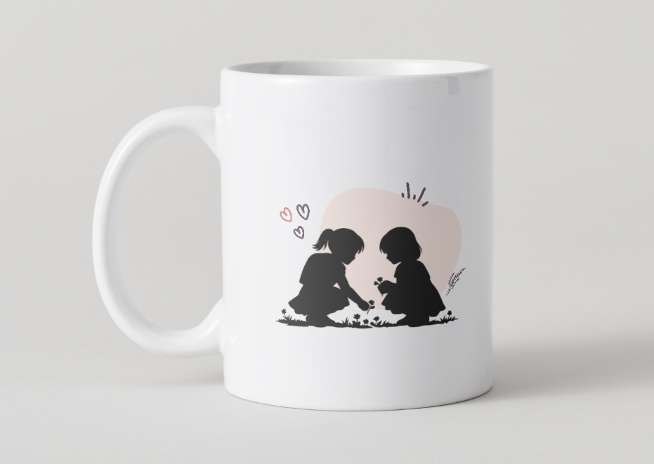 MINIMAL SILHOUETTE Illustration_花摘み女児/ Human / Simple / Black