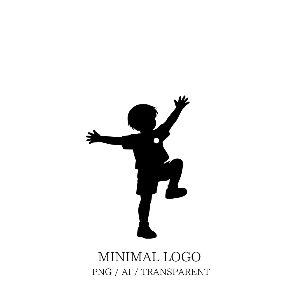 MINIMAL SILHOUETTE Illustration_踊る男児/ Human / Simple / Black
