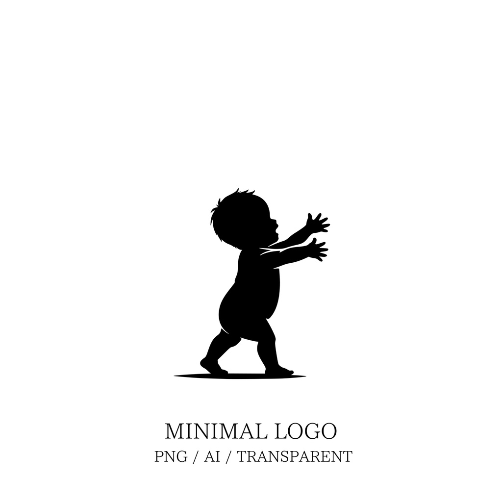 MINIMAL SILHOUETTE Illustration_歩く幼児/ Human / Simple / Black
