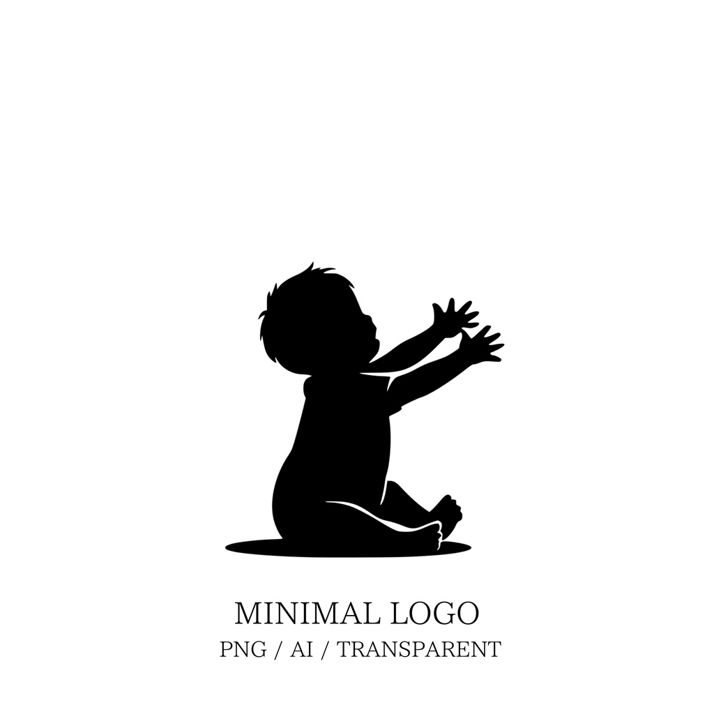MINIMAL SILHOUETTE Illustration_ねだる乳児/ Human / Simple / Black
