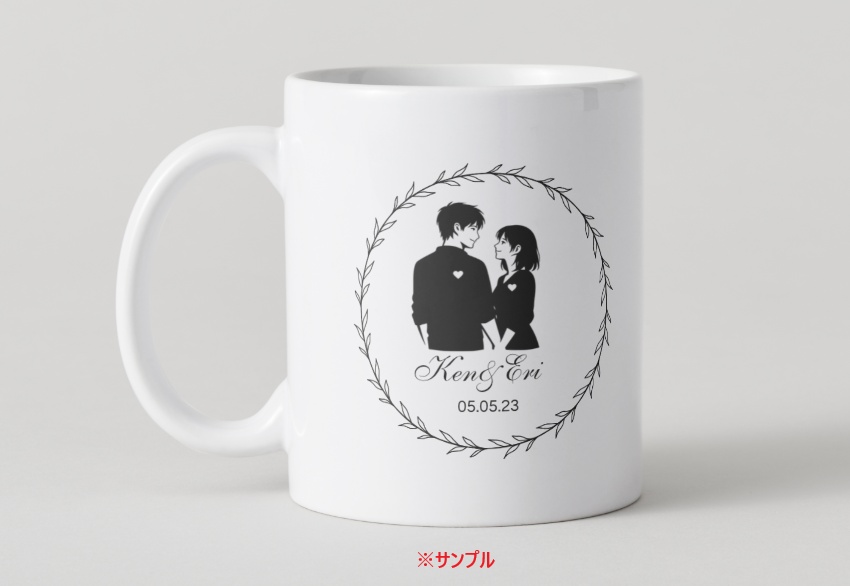 MINIMAL SILHOUETTE Illustration –見つめ合いながら微笑む男女/ Human / Simple / Black