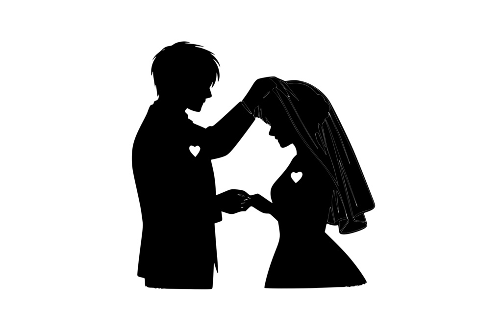 ベールをそっと上げる新郎_ロゴ