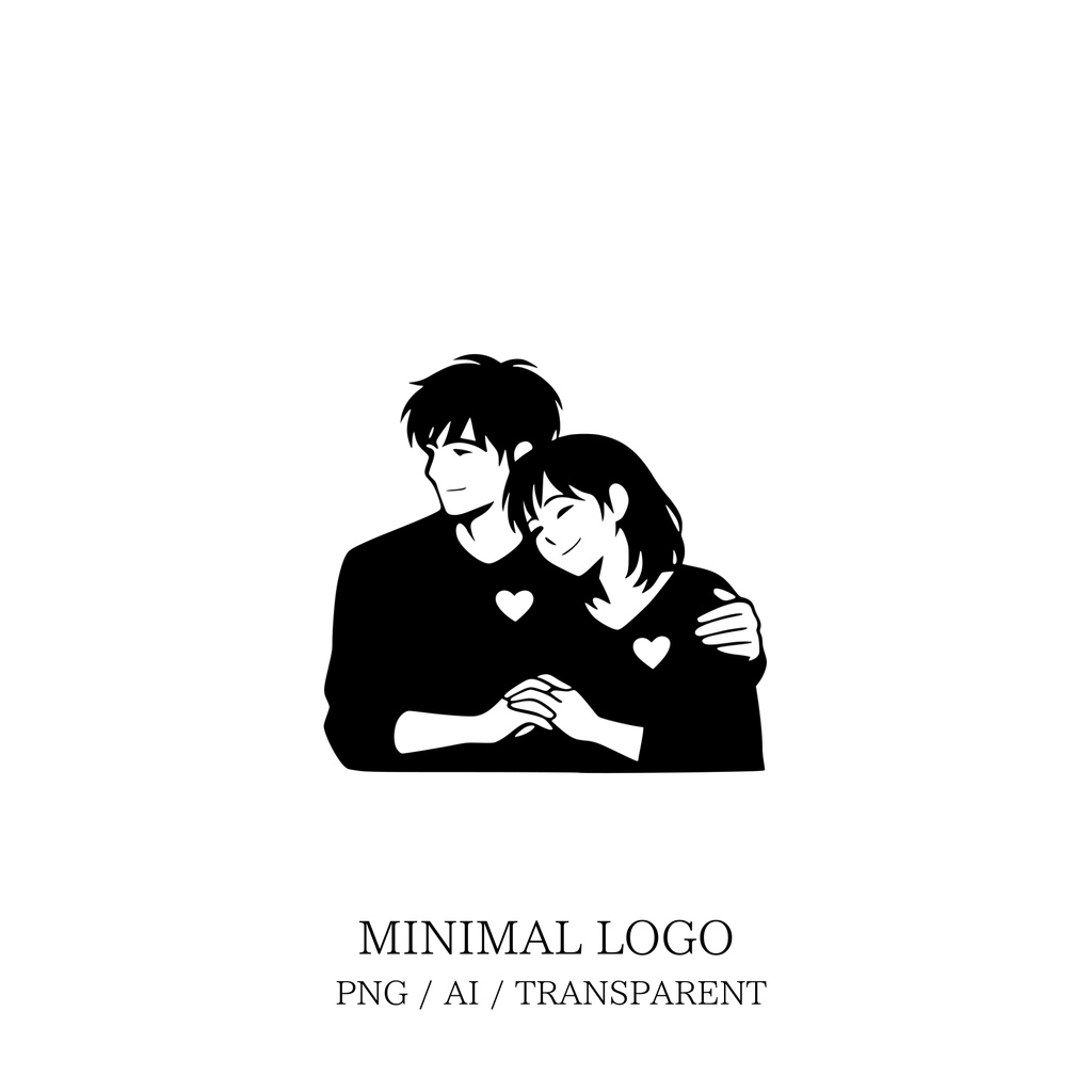 MINIMAL SILHOUETTE Illustration _手を重ねる男女 Human  Simple  Black