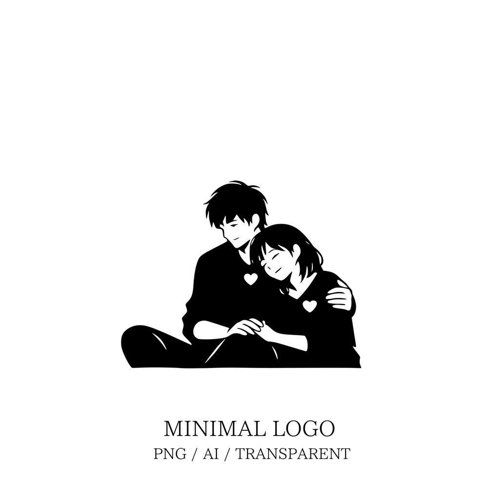 MINIMAL SILHOUETTE Illustration _手を重ねて安らぎの男女_ロゴ②
