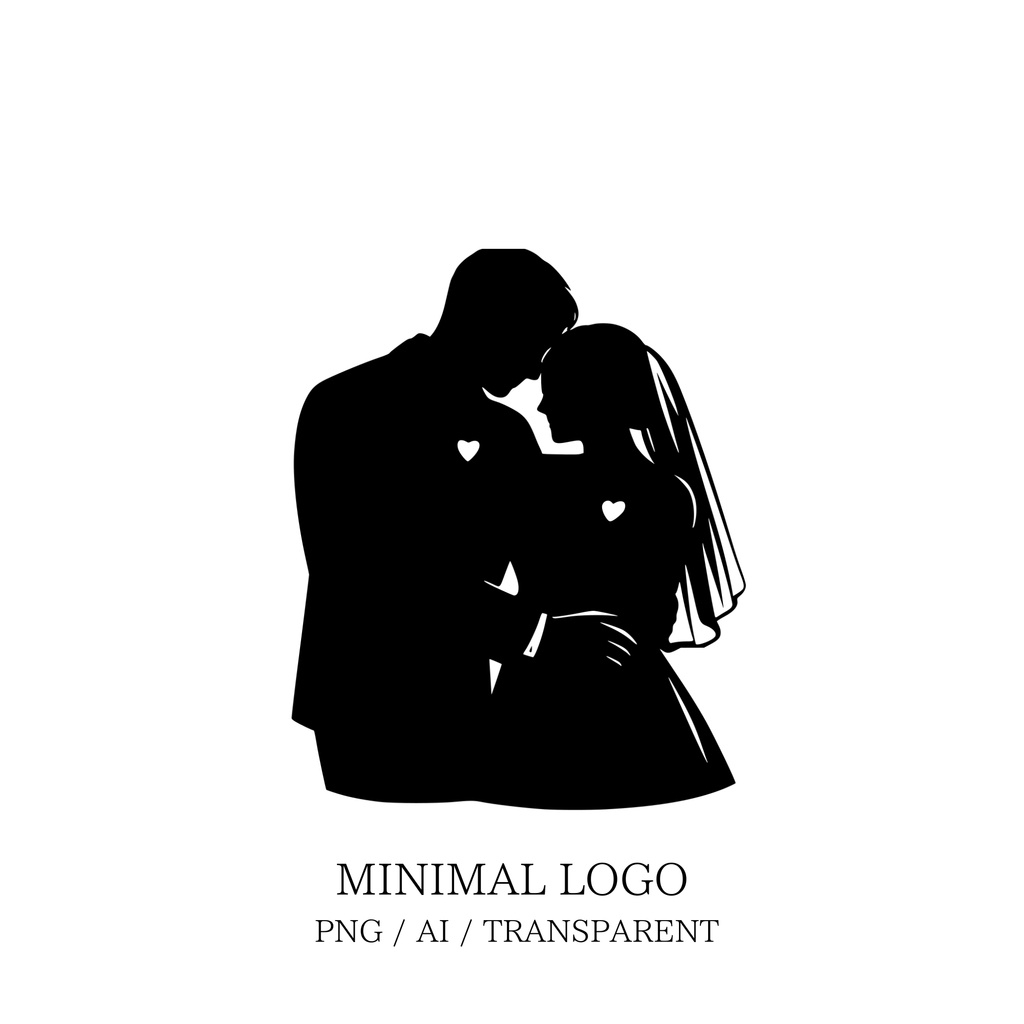 MINIMAL SILHOUETTE Illustration_抱き合う新郎/ Human / Simple / Black