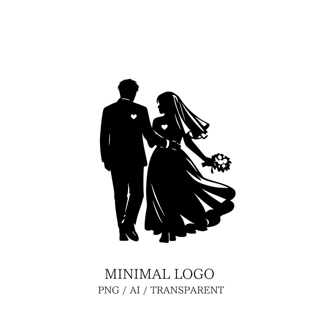 MINIMAL SILHOUETTE Illustration_退場する新郎新婦/ Human / Simple / Black