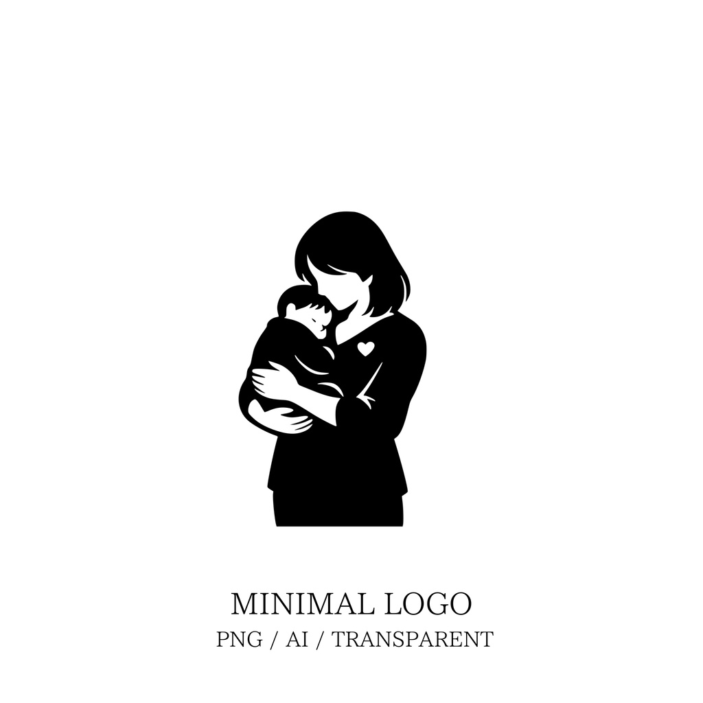 MINIMAL SILHOUETTE Illustration –乳児を抱く女/ Human / Simple / Black