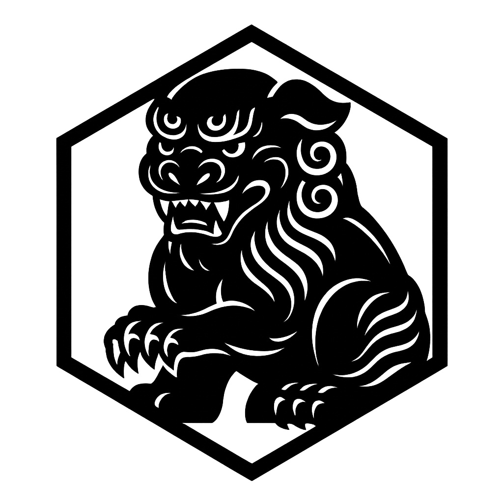 MINIMAL SILHOUETTE ICON –狛犬六角/ Shrine / Simple/ Black