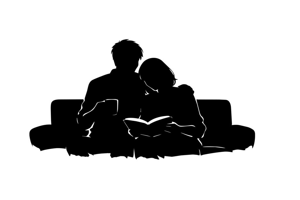 MINIMAL SILHOUETTE Illustration –くつろぐ男女/ Human / Simple / Black