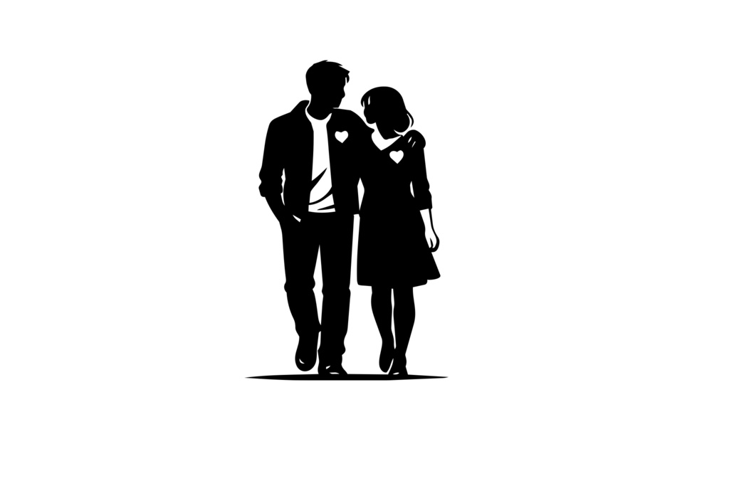 デートする男女_シルエットロゴ