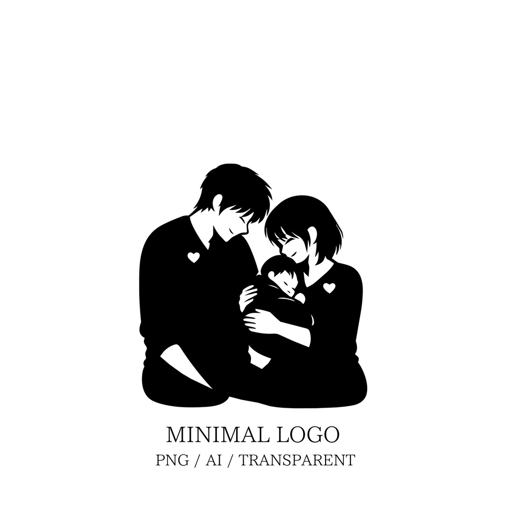 MINIMAL SILHOUETTE Illustration –家族になった男女/ Human / Simple / Black