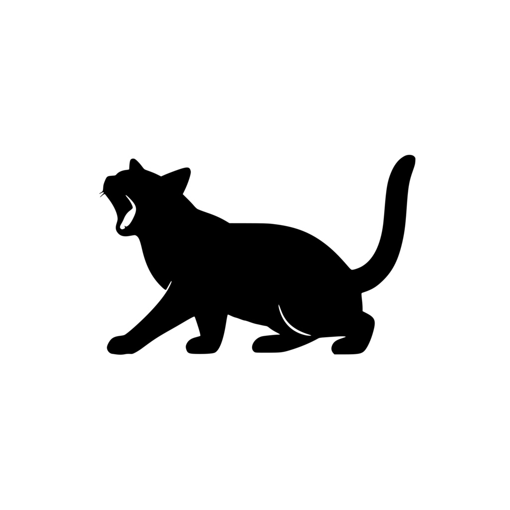 猫あくびする_シルエットロゴ