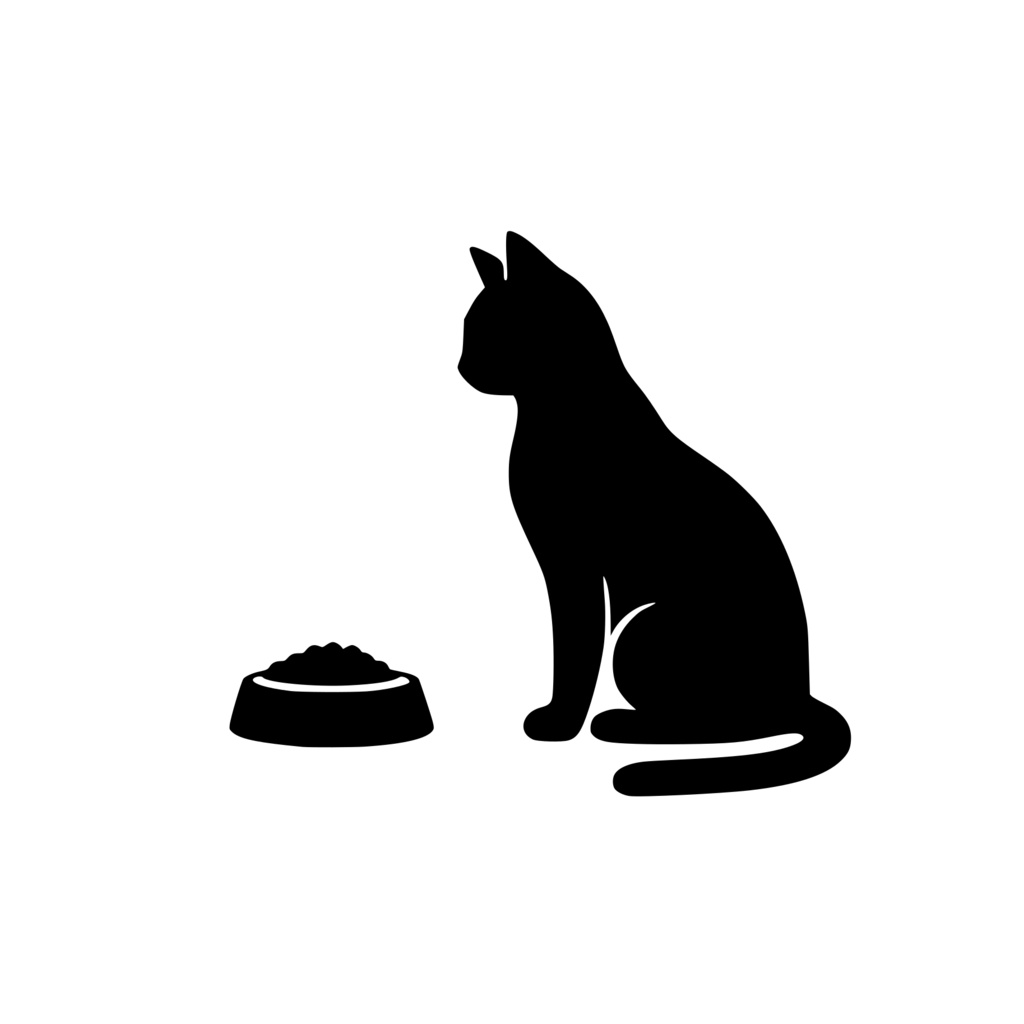 猫ごはんを待つ_シルエットロゴ