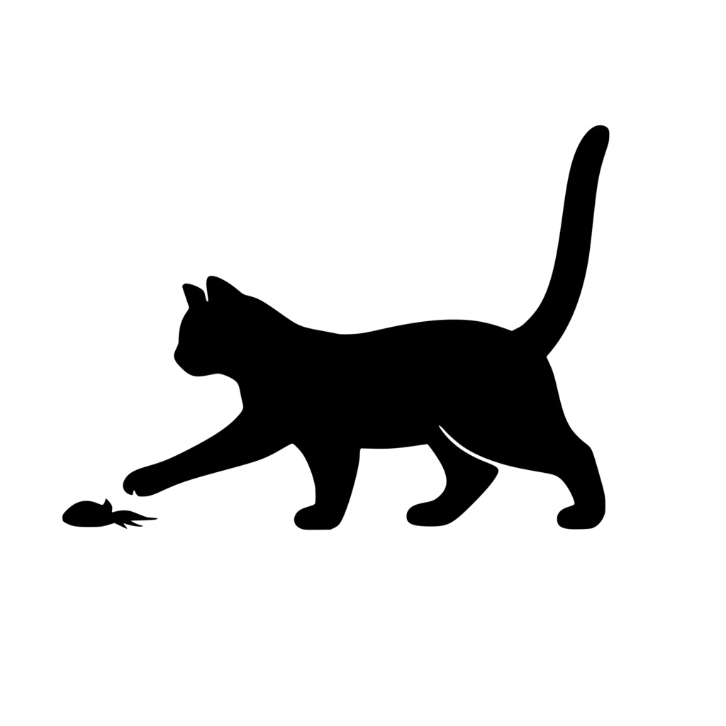 猫しっぽを立てて歩く_シルエットロゴ