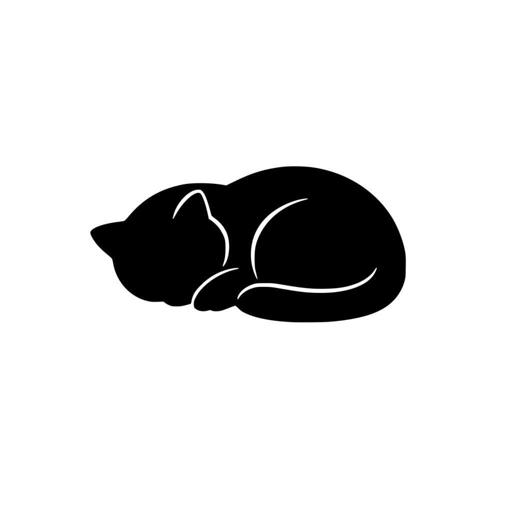 猫丸まって眠る_シルエットロゴ