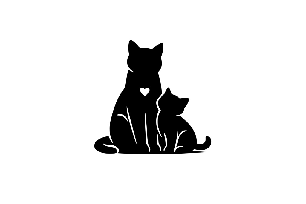 猫親子でただずむ_シルエットロゴ