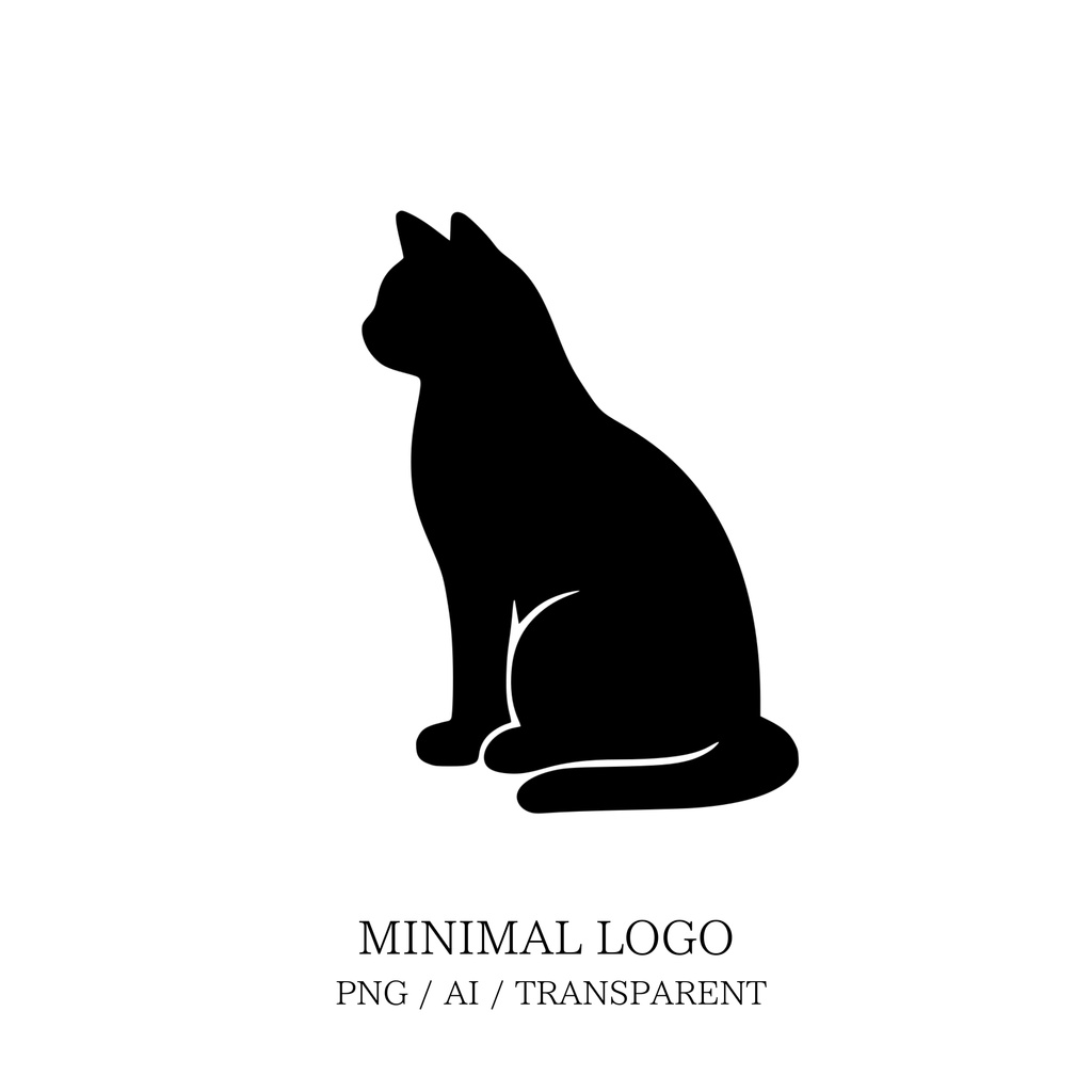 MINIMAL SILHOUETTE LOGO – 窓の外を眺める猫/ Animal / Simple / Black/ Cat