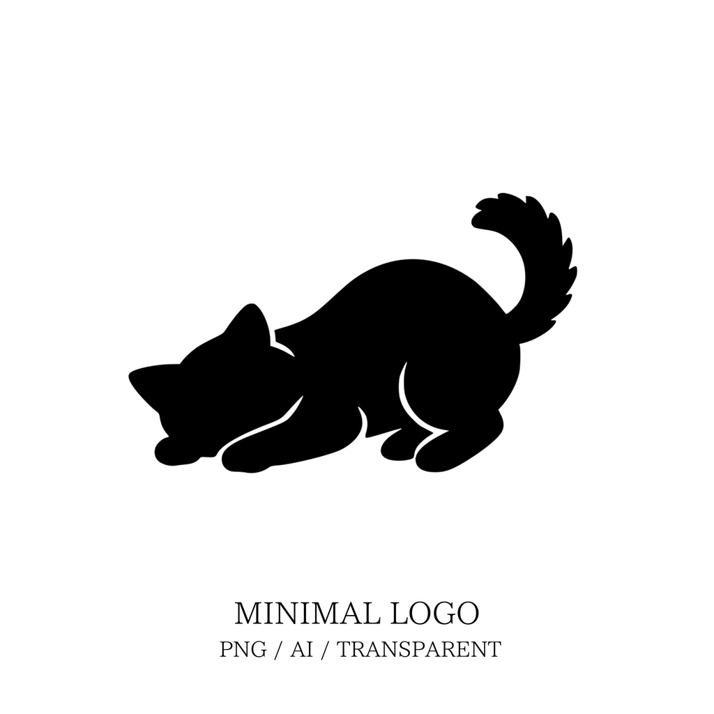 MINIMAL SILHOUETTE LOGO – 昼寝する猫/ Animal / Simple / Black/ Cat