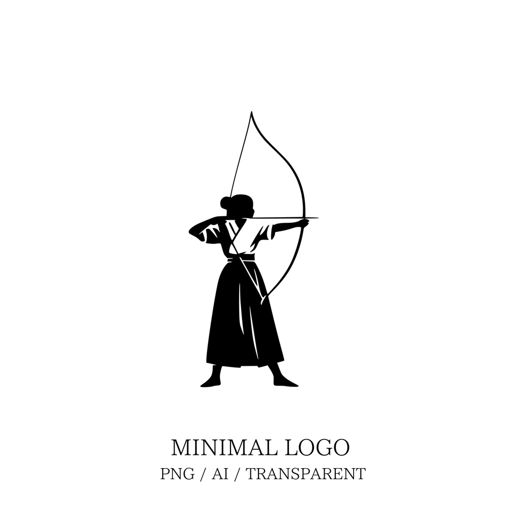 MINIMAL SILHOUETTE LOGO –弓道_女_会/ Human / Simple / Black / Kyudo