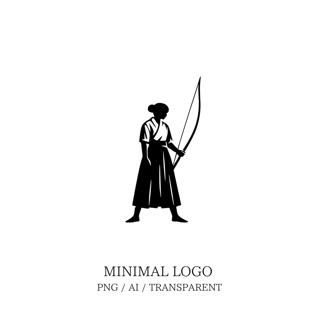 MINIMAL SILHOUETTE LOGO –弓道_女/ Human / Simple / Black / Kyudo