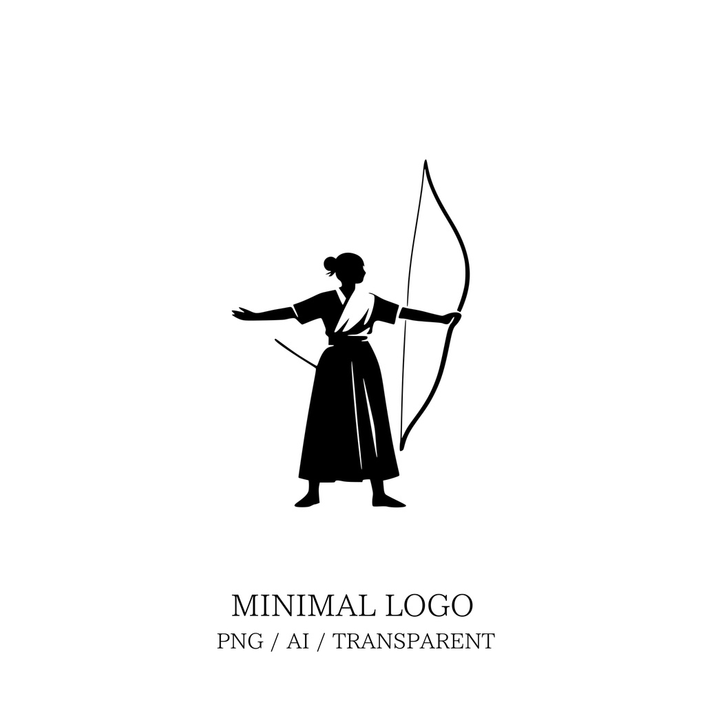 MINIMAL SILHOUETTE LOGO –弓道_女_残心/ Human / Simple / Black / Kyudo