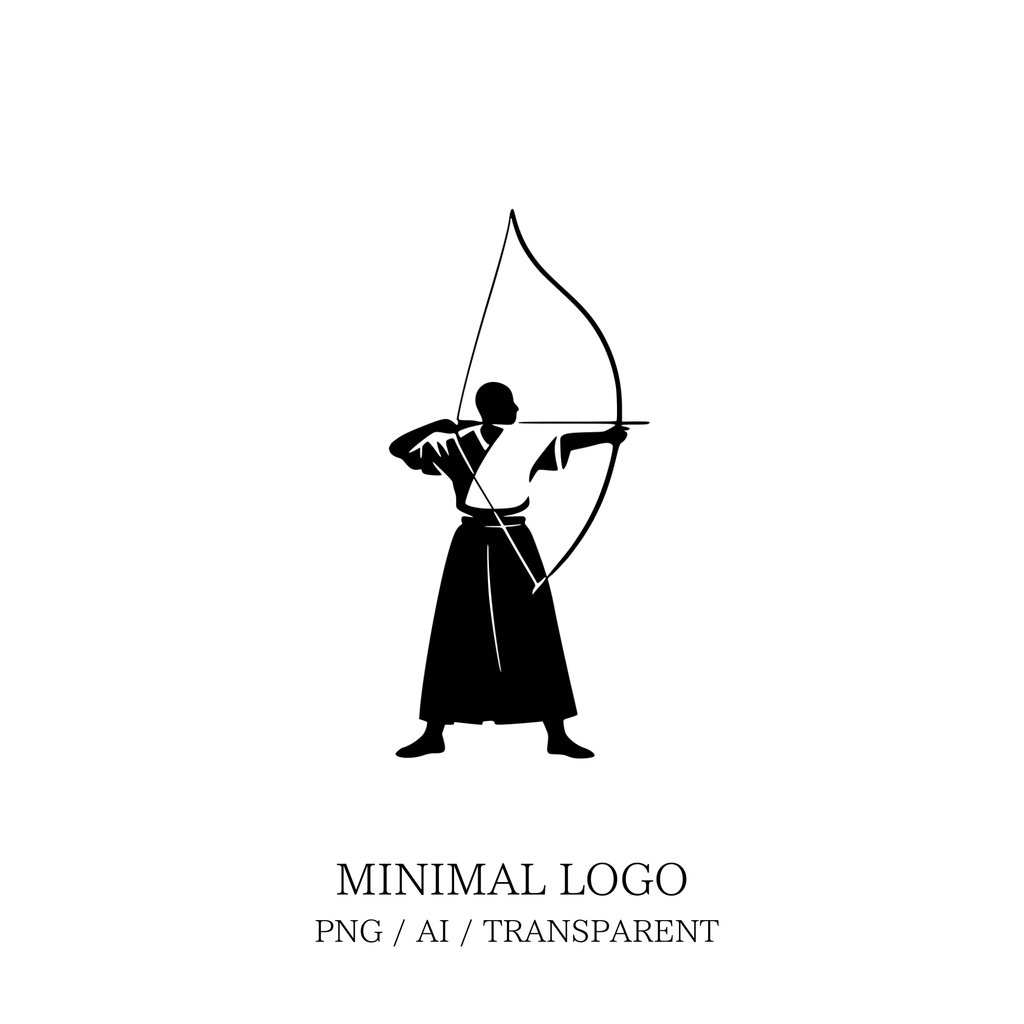 MINIMAL SILHOUETTE LOGO –弓道_男_会/ Human / Simple / Black / Kyudo