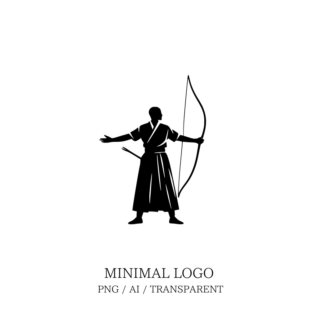 MINIMAL SILHOUETTE LOGO –弓道_男_残心/ Human / Simple / Black / Kyudo