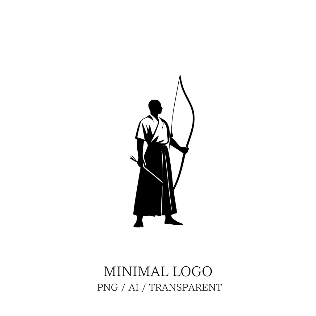 MINIMAL SILHOUETTE LOGO –弓道_男_執弓/ Human / Simple / Black / Kyudo