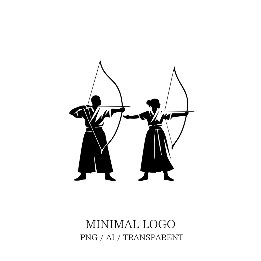 MINIMAL SILHOUETTE LOGO –弓道_男女/ Human / Simple / Black / Kyudo