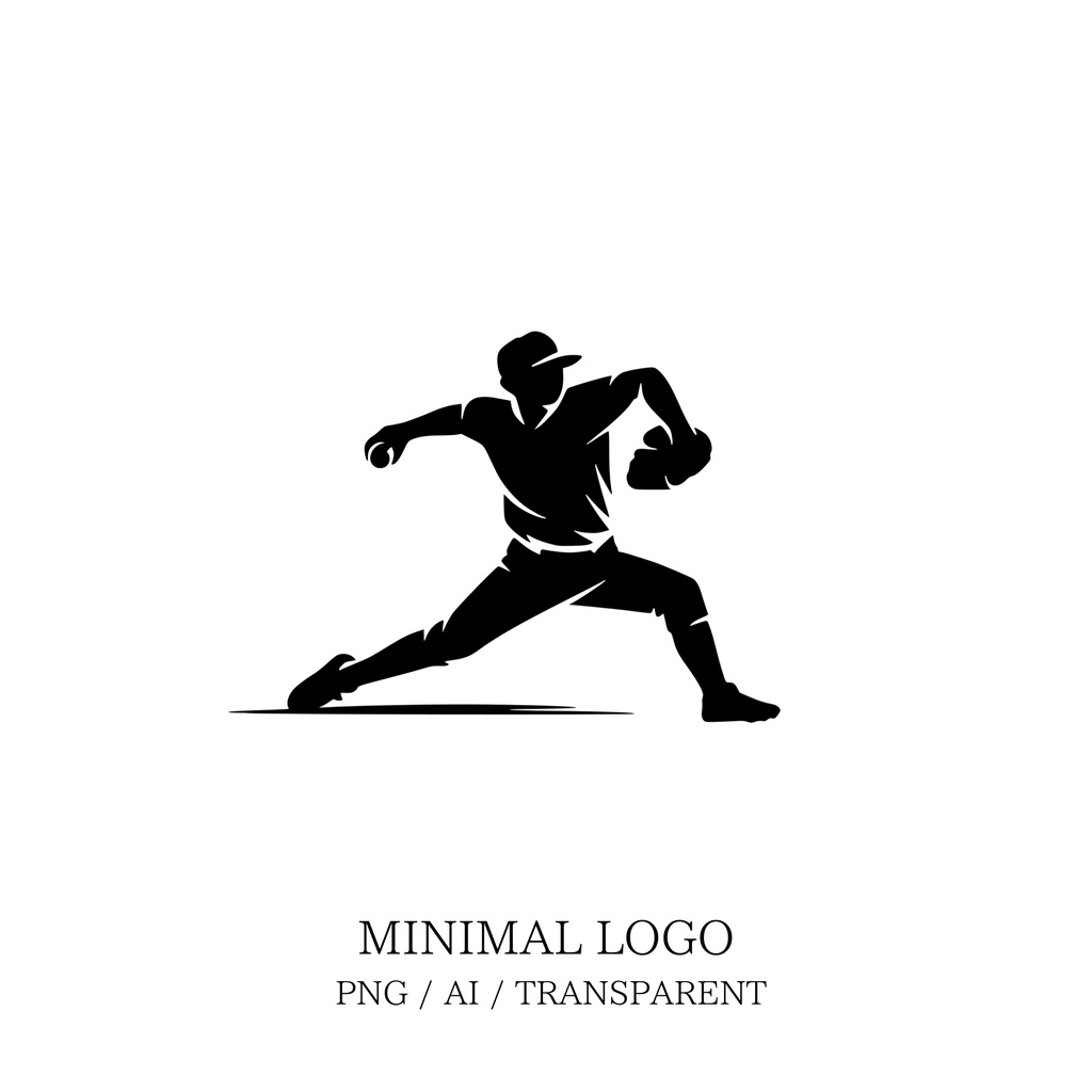 MINIMAL SILHOUETTE LOGO –打者ヒット/ Human / Simple / Black / Baseball