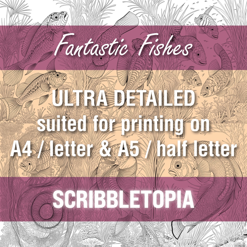 魚の塗り絵 Fishes Coloring Book