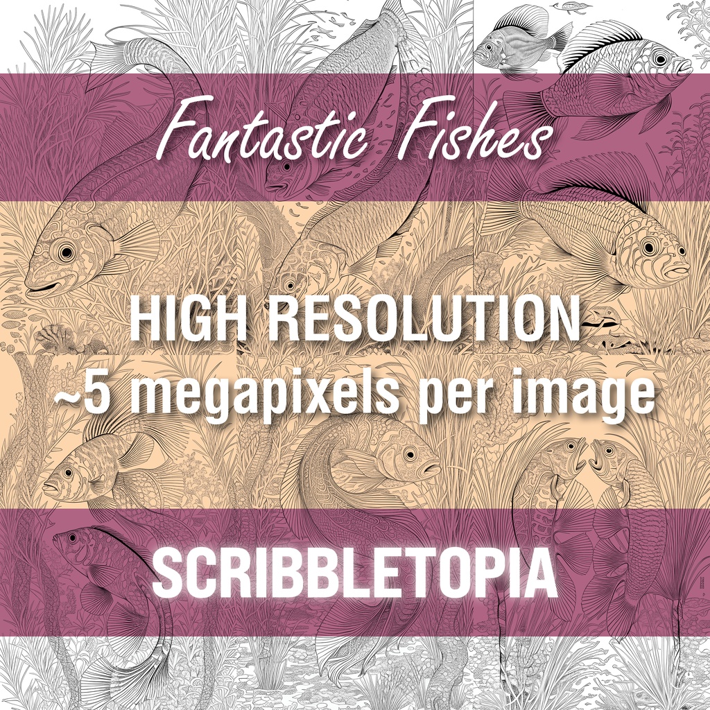 魚の塗り絵 Fishes Coloring Book