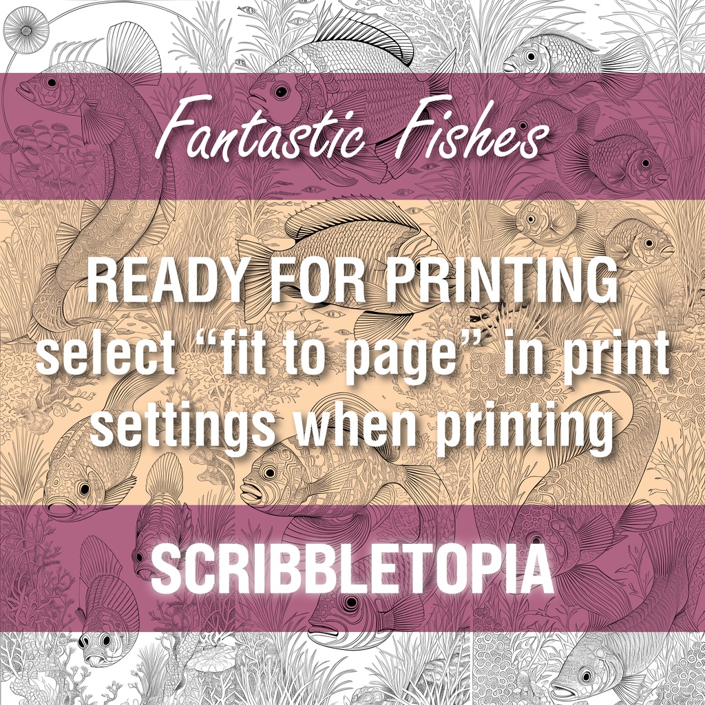 魚の塗り絵 Fishes Coloring Book