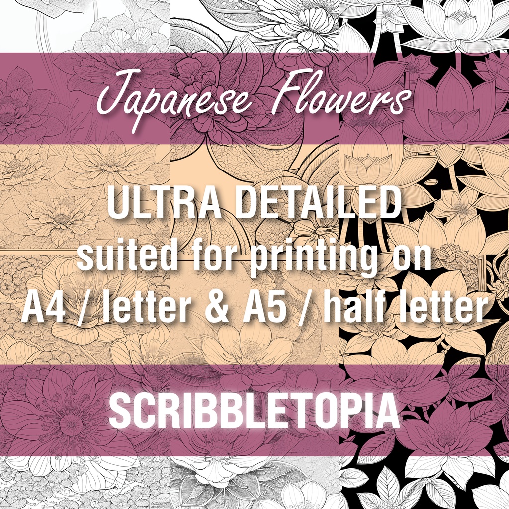 花の塗り絵 Flowers Coloring Book