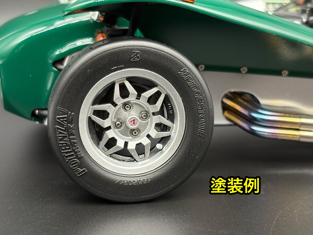 タミヤ 1/12 ケーターハム スーパーセブン BDR用 14インチ ジュピタータイプ ホイールセット タイヤ付き 3Dプリンター製