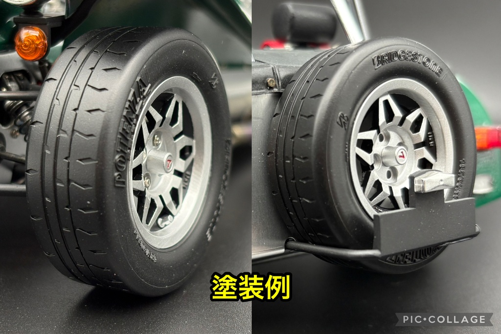 タミヤ 1/12 ケーターハム スーパーセブン BDR用 14インチ ジュピタータイプ ホイールセット タイヤ付き 3Dプリンター製