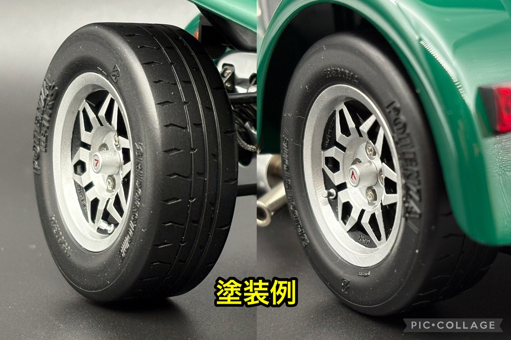 タミヤ 1/12 ケーターハム スーパーセブン BDR用 14インチ ジュピタータイプ ホイールセット タイヤ付き 3Dプリンター製