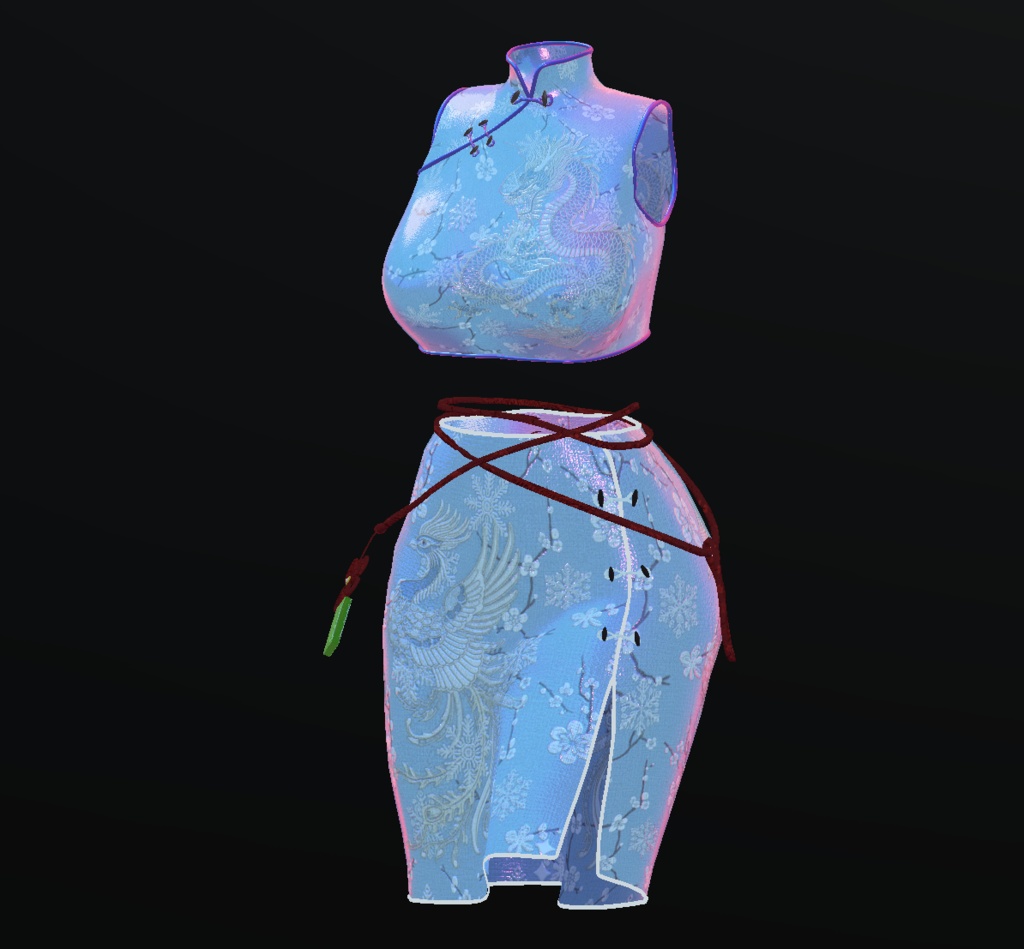 Snowy Qipao Cheongsam (Kohaku compatible Modular Avatar VRC & GLB)