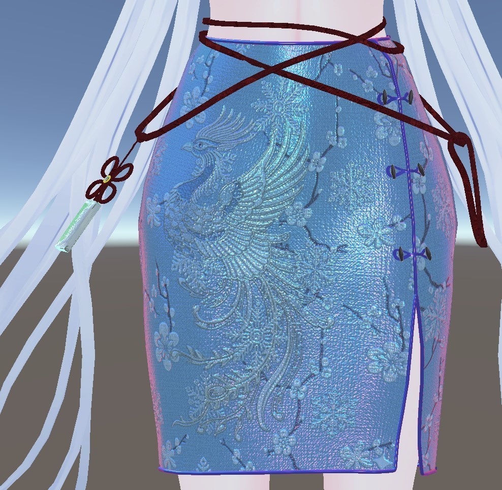 Snowy Qipao Cheongsam (Kohaku compatible Modular Avatar VRC & GLB)