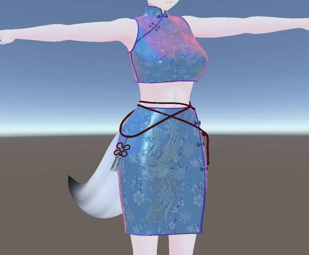 Snowy Qipao Cheongsam (Kohaku compatible Modular Avatar VRC & GLB)