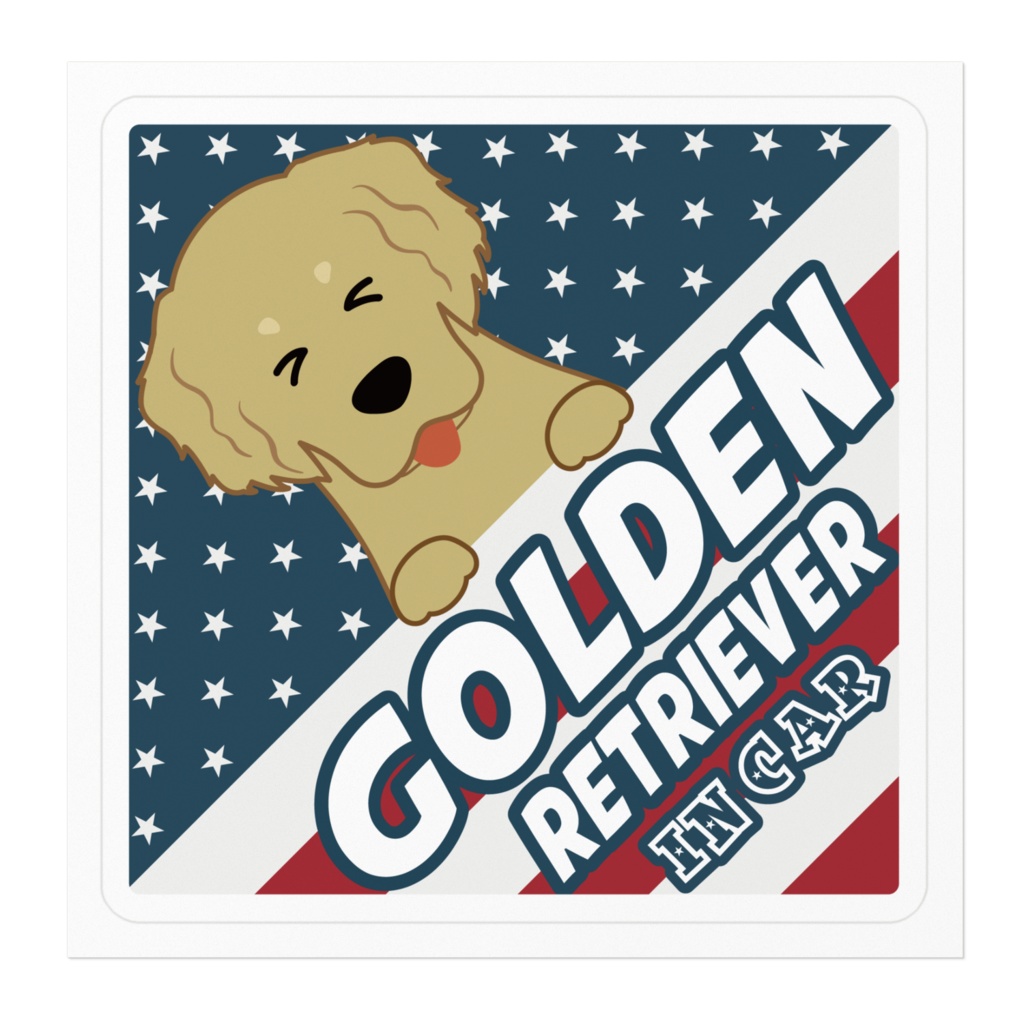 【プリントステッカー】GOLDEN RETRIEVER IN CAR