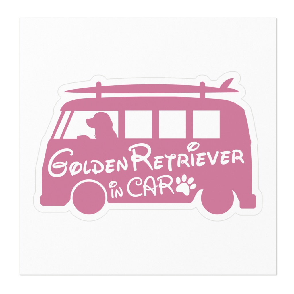【プリントステッカー】GOLDEN RETRIEVER IN CAR ロータスピンク