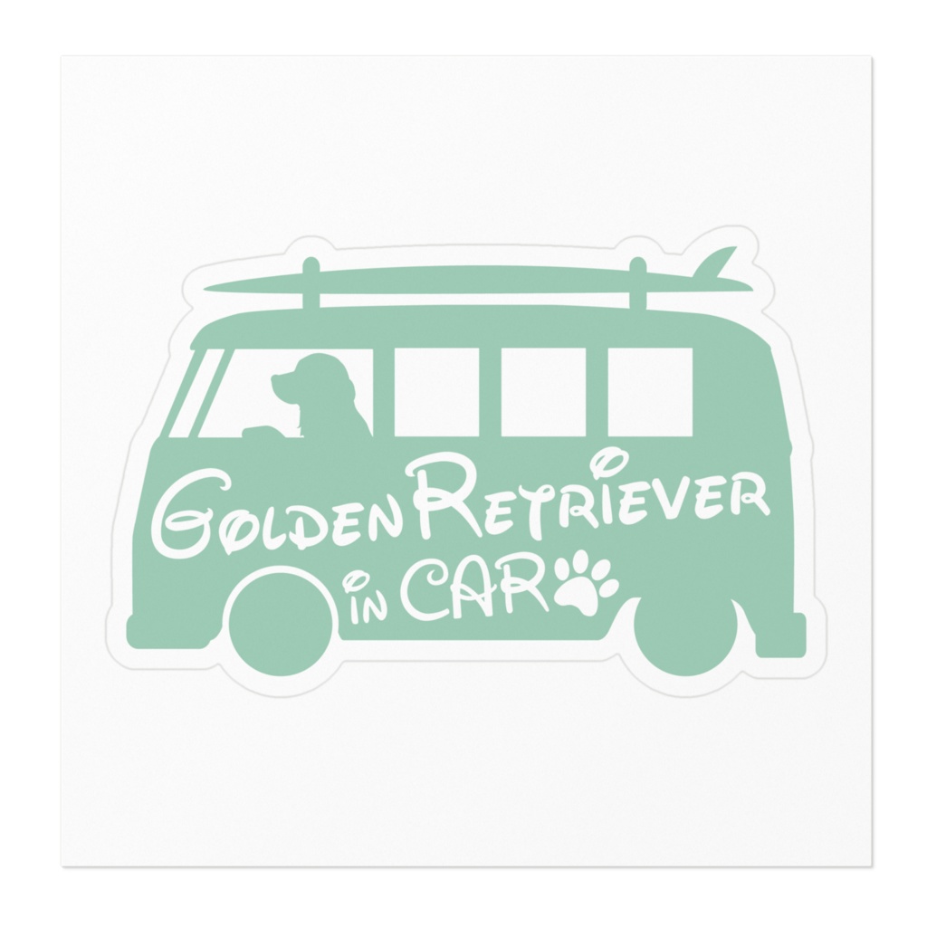 【プリントステッカー】GOLDEN RETRIEVER IN CAR スプレーグリーン
